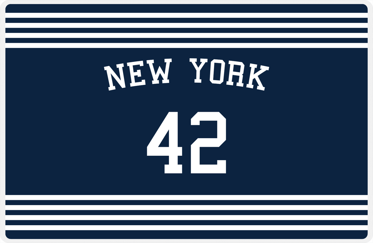 Personalized Jersey Number Placemat - Arched Name - New York - Triple Stripe -  View