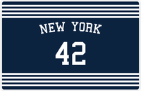 Thumbnail for Personalized Jersey Number Placemat - Arched Name - New York - Triple Stripe -  View