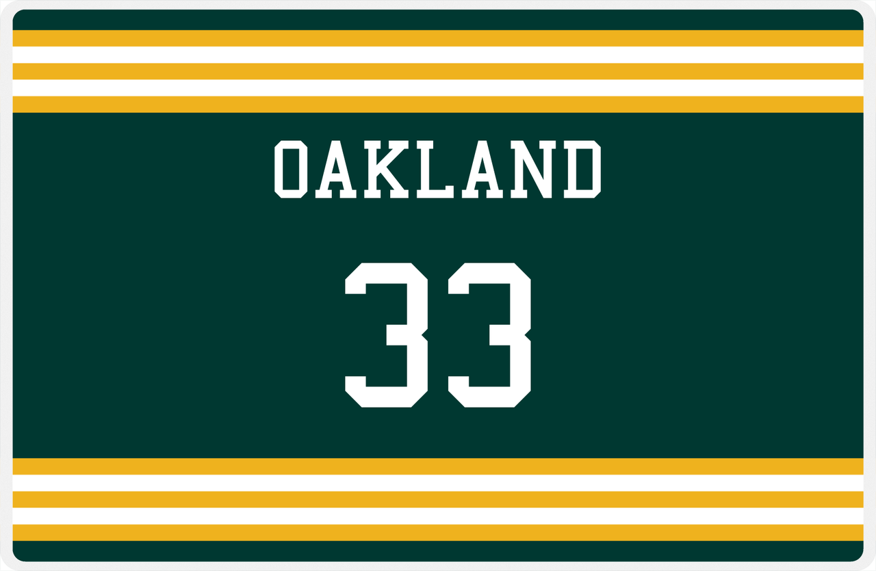 Personalized Jersey Number Placemat - Oakland - Double Stripe -  View