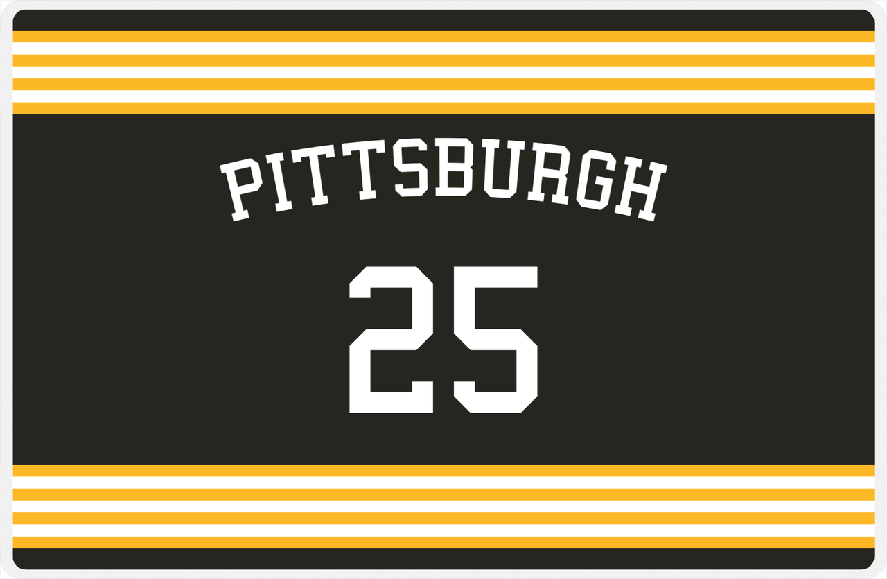 Personalized Jersey Number Placemat - Arched Name - Pittsburgh - Triple Stripe -  View