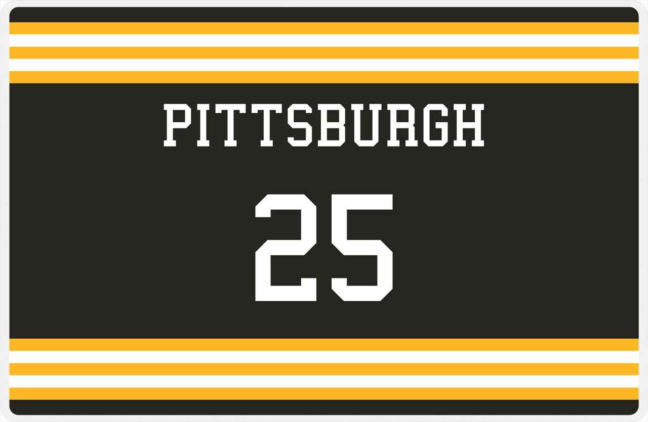 Personalized Jersey Number Placemat - Pittsburgh - Double Stripe -  View