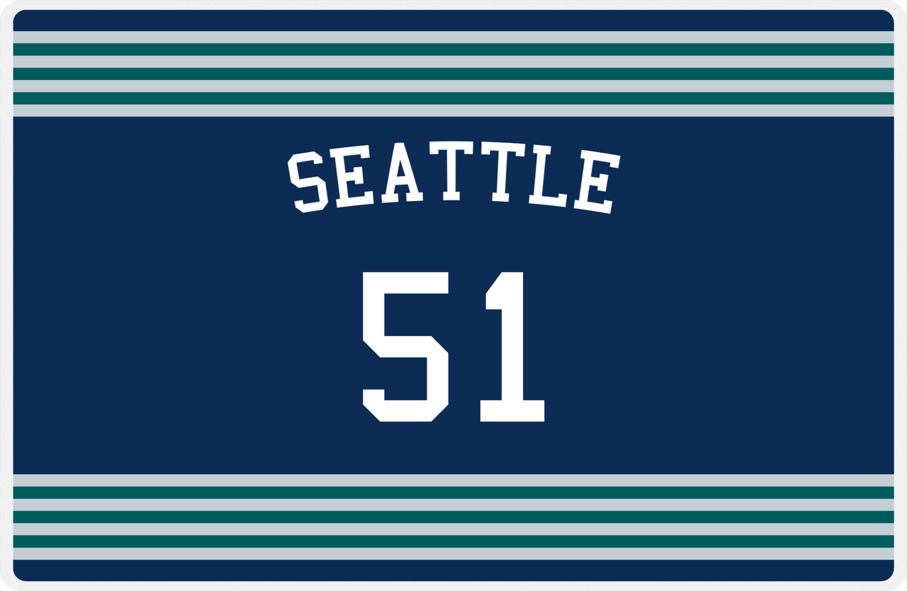 Personalized Jersey Number Placemat - Arched Name - Seattle - Triple Stripe -  View