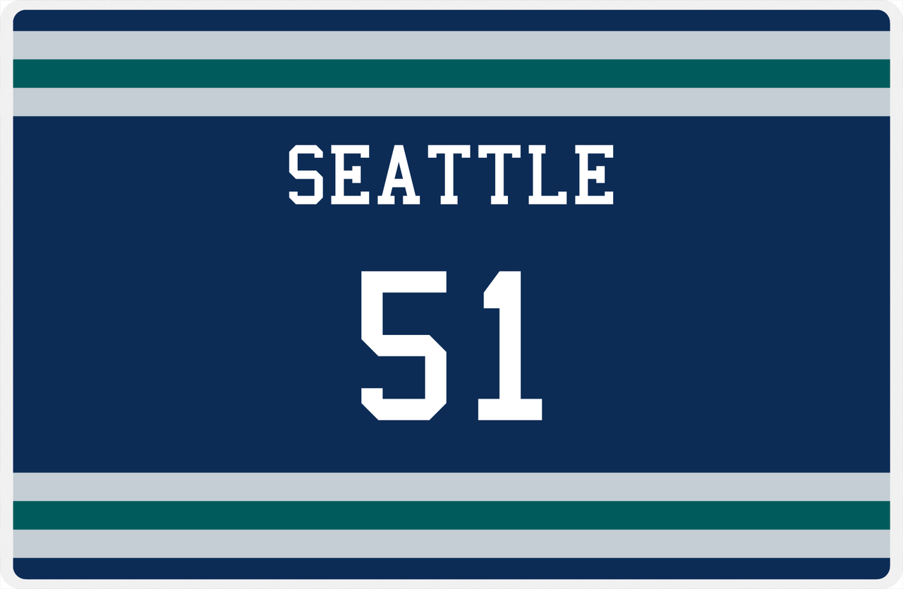 Personalized Jersey Number Placemat - Seattle - Single Stripe -  View