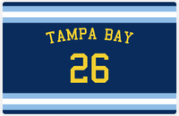 Thumbnail for Personalized Jersey Number Placemat - Arched Name - Tampa Bay - Single Stripe -  View