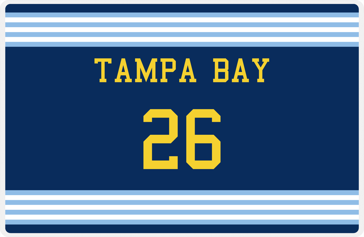Personalized Jersey Number Placemat - Tampa Bay - Triple Stripe -  View