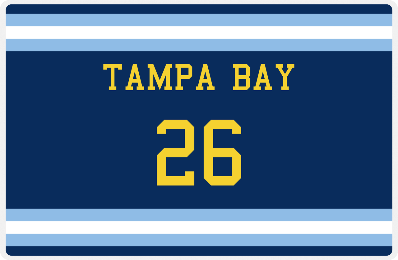 Personalized Jersey Number Placemat - Tampa Bay - Single Stripe -  View