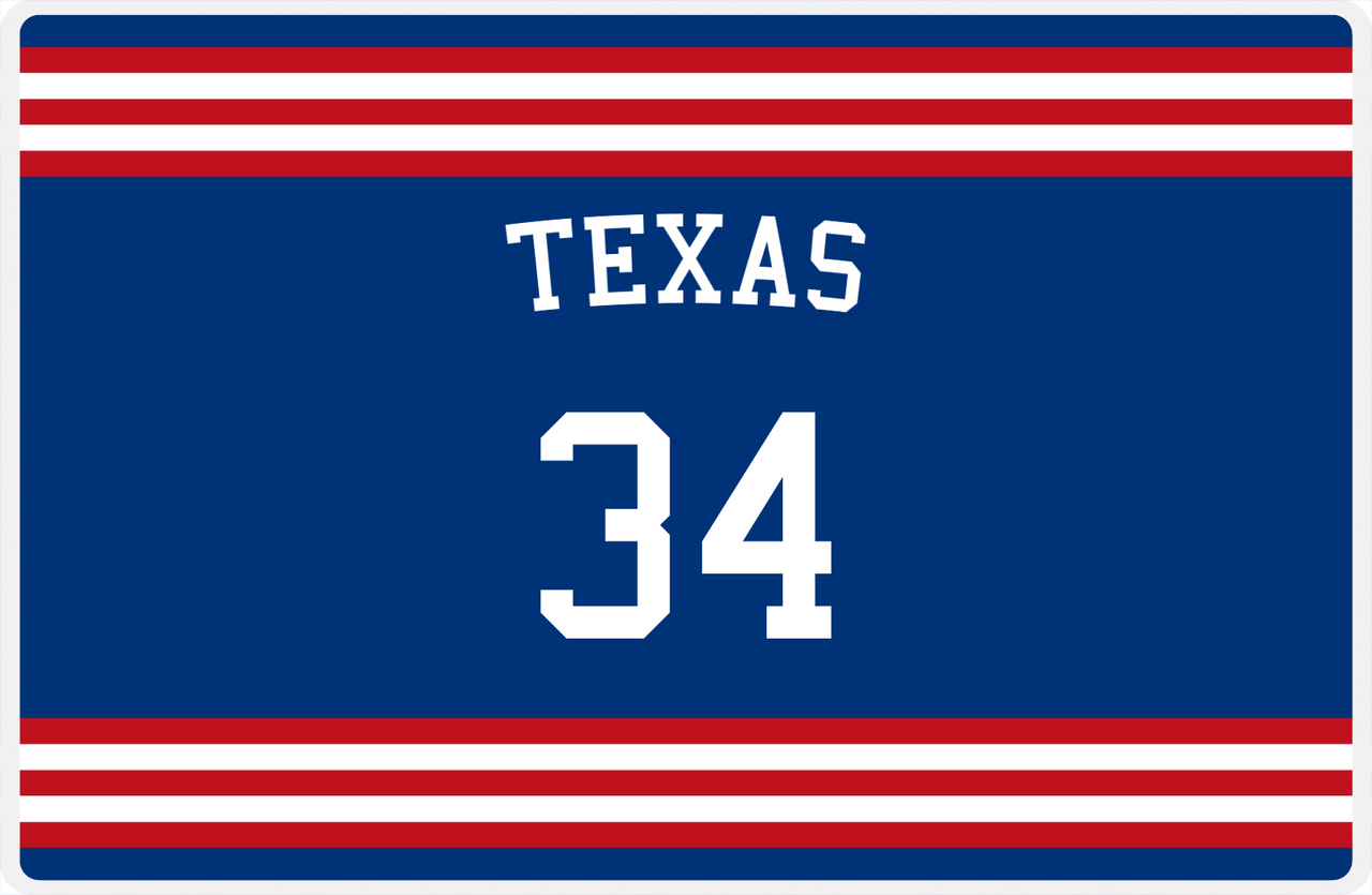 Personalized Jersey Number Placemat - Arched Name - Texas - Double Stripe -  View