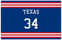 Thumbnail for Personalized Jersey Number Placemat - Arched Name - Texas - Double Stripe -  View