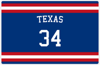 Thumbnail for Personalized Jersey Number Placemat - Arched Name - Texas - Single Stripe -  View