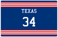 Thumbnail for Personalized Jersey Number Placemat - Texas - Triple Stripe -  View