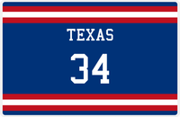 Thumbnail for Personalized Jersey Number Placemat - Texas - Single Stripe -  View