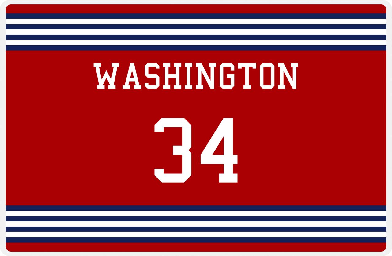 Personalized Jersey Number Placemat - Washington - Triple Stripe -  View