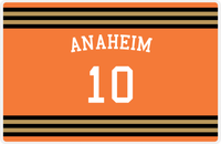 Thumbnail for Personalized Jersey Number Placemat - Arched Name - Anaheim - Double Stripe -  View