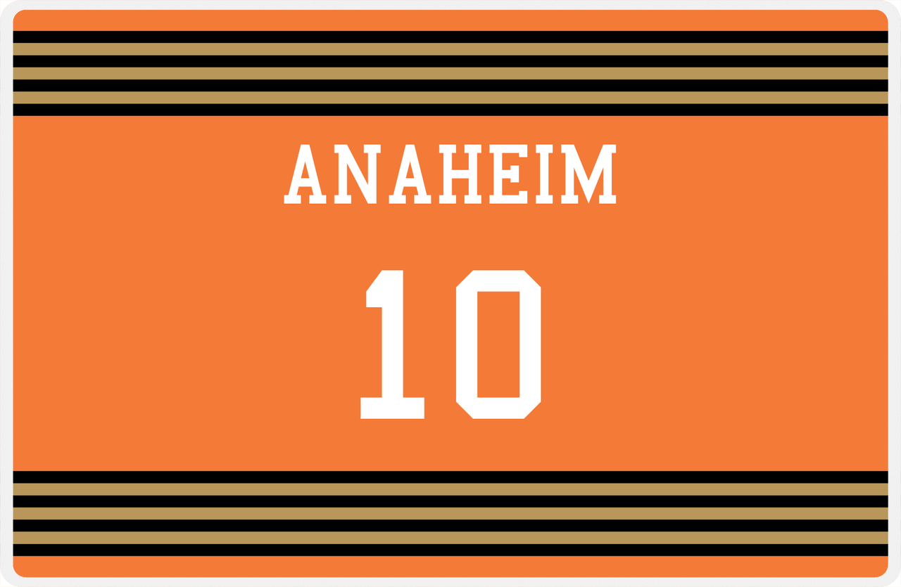Personalized Jersey Number Placemat - Anaheim - Triple Stripe -  View