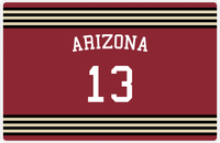 Thumbnail for Personalized Jersey Number Placemat - Arched Name - Arizona - Triple Stripe -  View