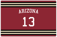 Thumbnail for Personalized Jersey Number Placemat - Arched Name - Arizona - Double Stripe -  View