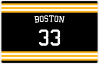 Thumbnail for Personalized Jersey Number Placemat - Arched Name - Boston - Double Stripe -  View