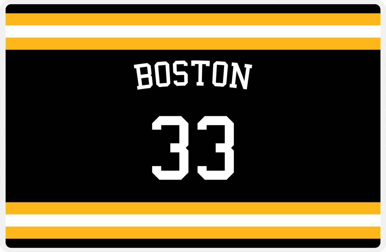 Personalized Jersey Number Placemat - Arched Name - Boston - Single Stripe -  View