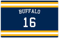 Thumbnail for Personalized Jersey Number Placemat - Arched Name - Buffalo - Single Stripe -  View