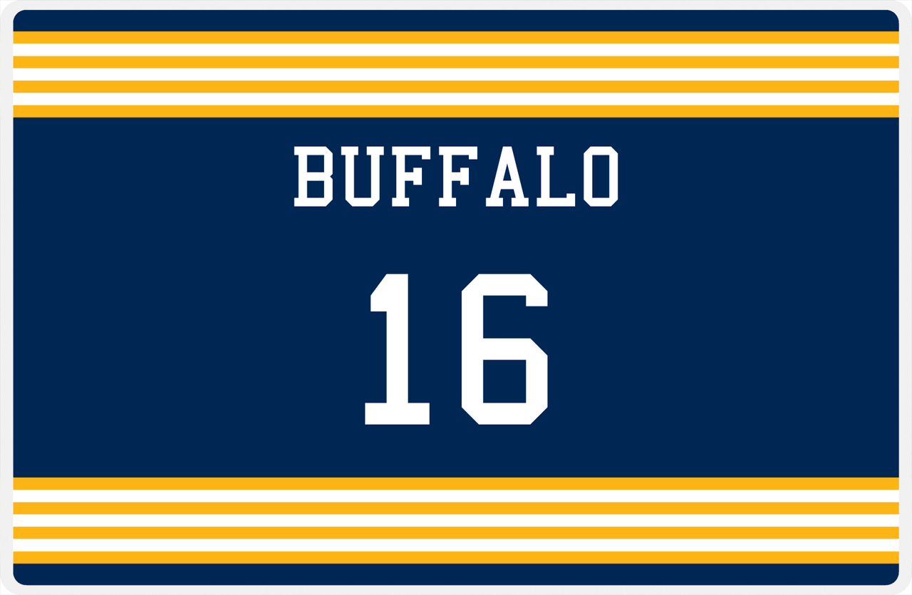 Personalized Jersey Number Placemat - Buffalo - Triple Stripe -  View