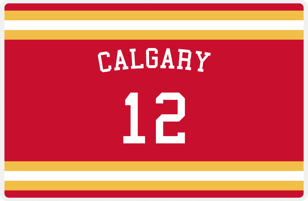 Personalized Jersey Number Placemat - Arched Name - Calgary - Single Stripe -  View
