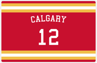 Thumbnail for Personalized Jersey Number Placemat - Arched Name - Calgary - Single Stripe -  View