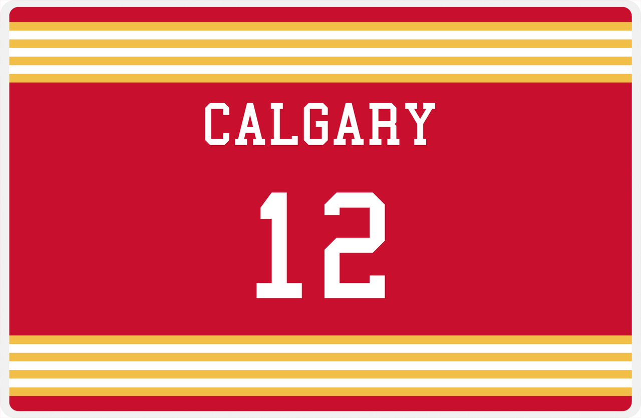 Personalized Jersey Number Placemat - Calgary - Triple Stripe -  View