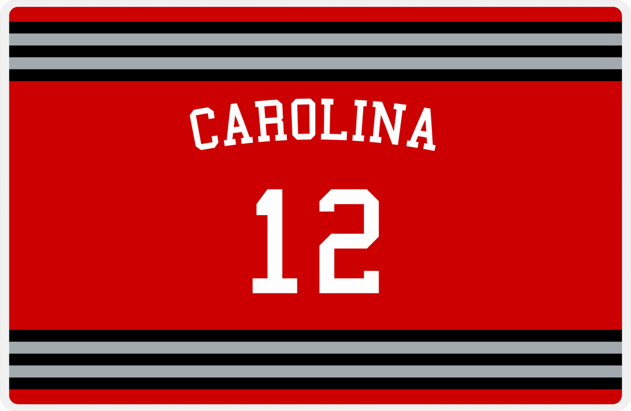 Personalized Jersey Number Placemat - Arched Name - Carolina - Double Stripe -  View