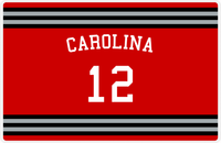 Thumbnail for Personalized Jersey Number Placemat - Arched Name - Carolina - Double Stripe -  View
