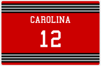 Thumbnail for Personalized Jersey Number Placemat - Carolina - Triple Stripe -  View