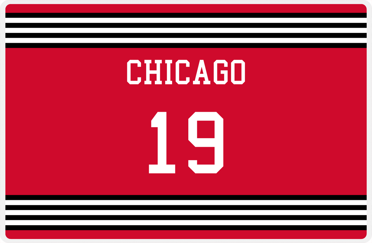 Personalized Jersey Number Placemat - Chicago - Triple Stripe -  View