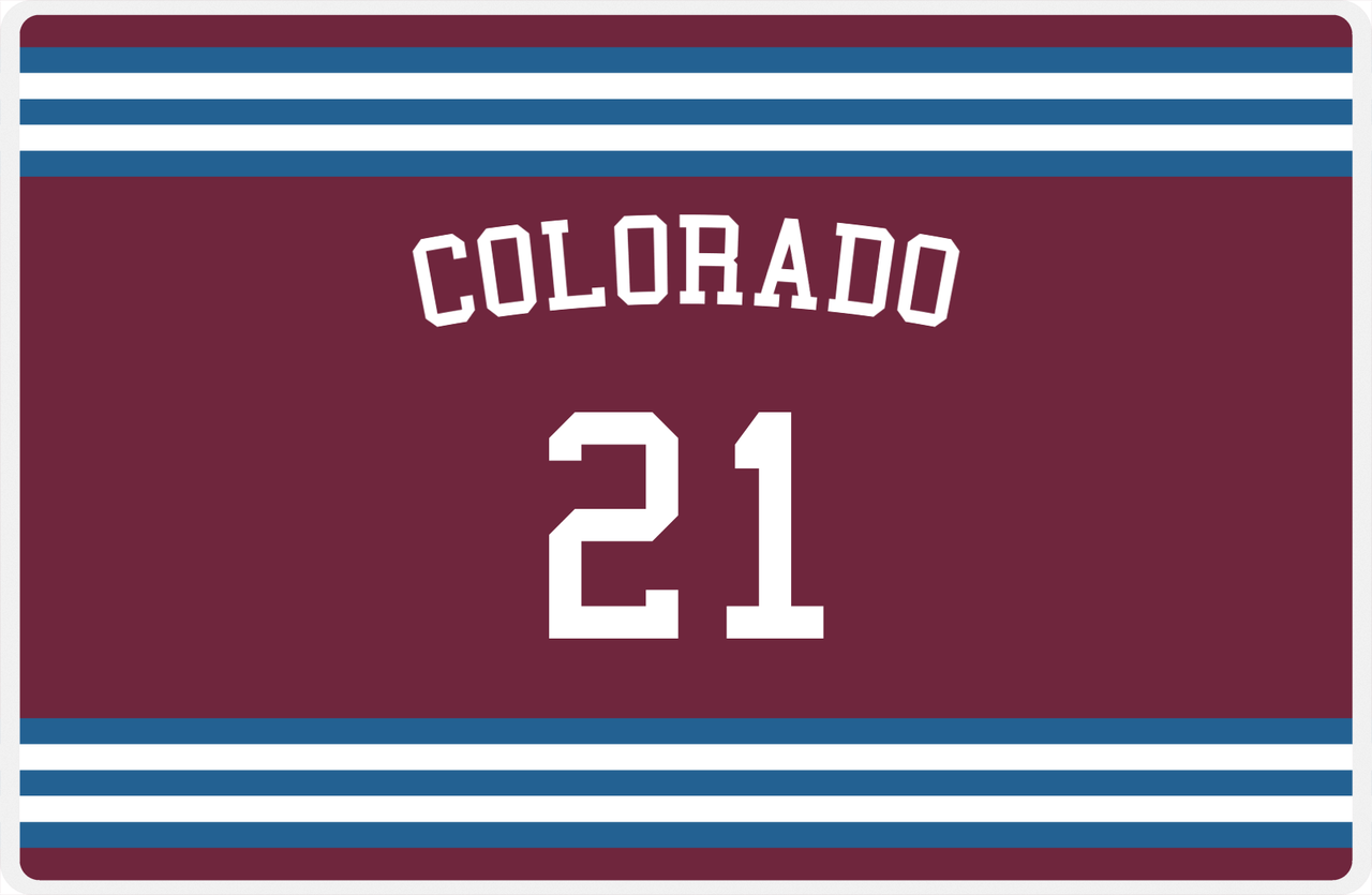 Personalized Jersey Number Placemat - Arched Name - Colorado - Double Stripe -  View