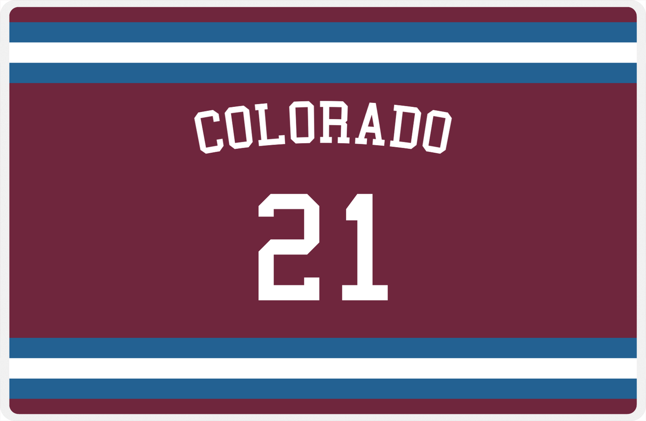Personalized Jersey Number Placemat - Arched Name - Colorado - Single Stripe -  View