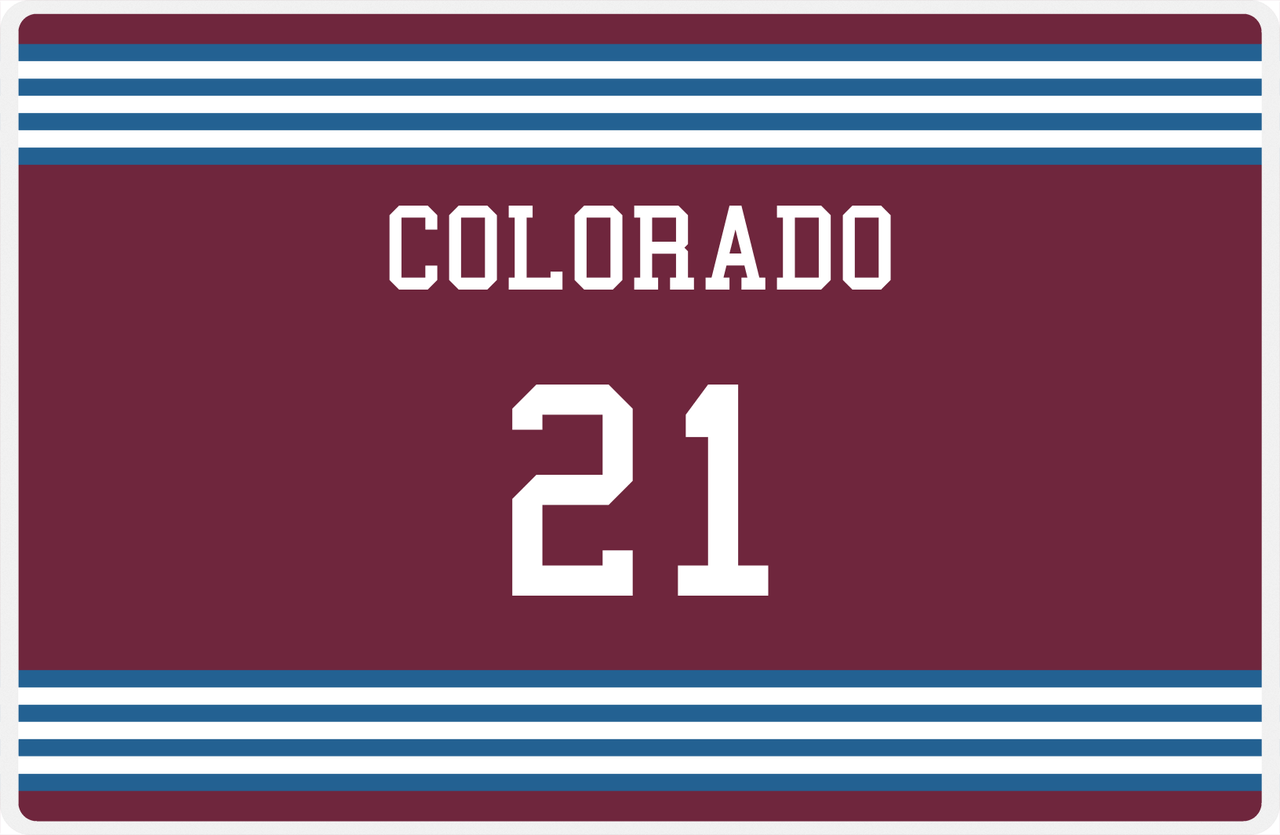 Personalized Jersey Number Placemat - Colorado - Triple Stripe -  View