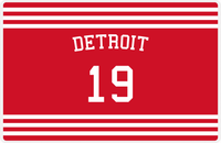 Thumbnail for Personalized Jersey Number Placemat - Arched Name - Detroit - Double Stripe -  View