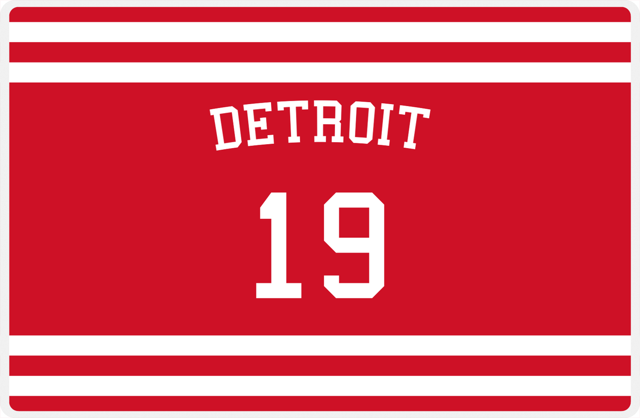 Personalized Jersey Number Placemat - Arched Name - Detroit - Single Stripe -  View