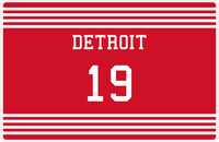 Thumbnail for Personalized Jersey Number Placemat - Detroit - Triple Stripe -  View