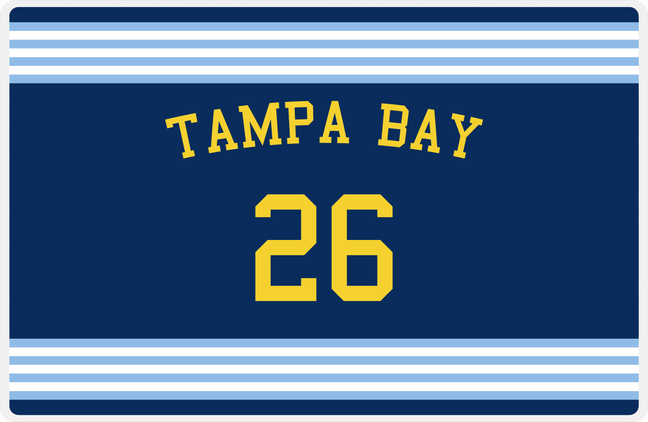 Personalized Jersey Number Placemat - Arched Name - Tampa Bay - Triple Stripe -  View