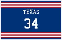 Thumbnail for Personalized Jersey Number Placemat - Arched Name - Texas - Triple Stripe -  View