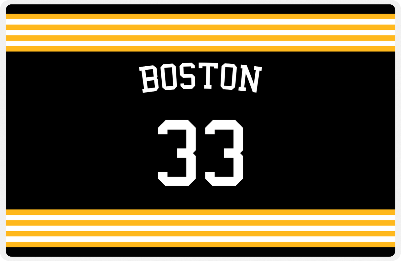 Personalized Jersey Number Placemat - Arched Name - Boston - Triple Stripe -  View