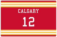 Thumbnail for Personalized Jersey Number Placemat - Calgary - Double Stripe -  View