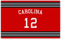Thumbnail for Personalized Jersey Number Placemat - Arched Name - Carolina - Triple Stripe -  View