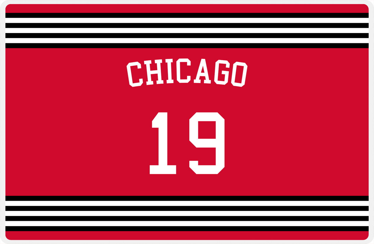 Personalized Jersey Number Placemat - Arched Name - Chicago - Triple Stripe -  View