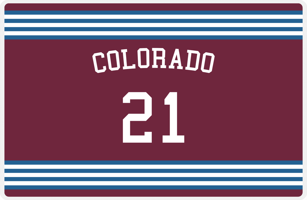 Personalized Jersey Number Placemat - Arched Name - Colorado - Triple Stripe -  View