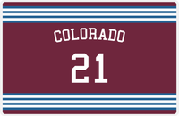 Thumbnail for Personalized Jersey Number Placemat - Arched Name - Colorado - Triple Stripe -  View