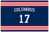 Thumbnail for Personalized Jersey Number Placemat - Arched Name - Columbus - Triple Stripe -  View