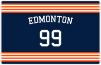 Thumbnail for Personalized Jersey Number Placemat - Arched Name - Edmonton - Triple Stripe -  View