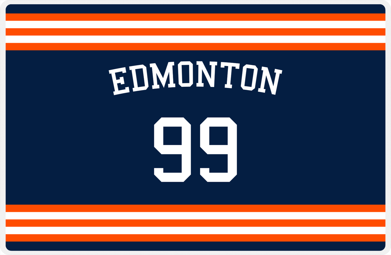 Personalized Jersey Number Placemat - Arched Name - Edmonton - Double Stripe -  View