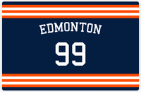 Thumbnail for Personalized Jersey Number Placemat - Arched Name - Edmonton - Double Stripe -  View