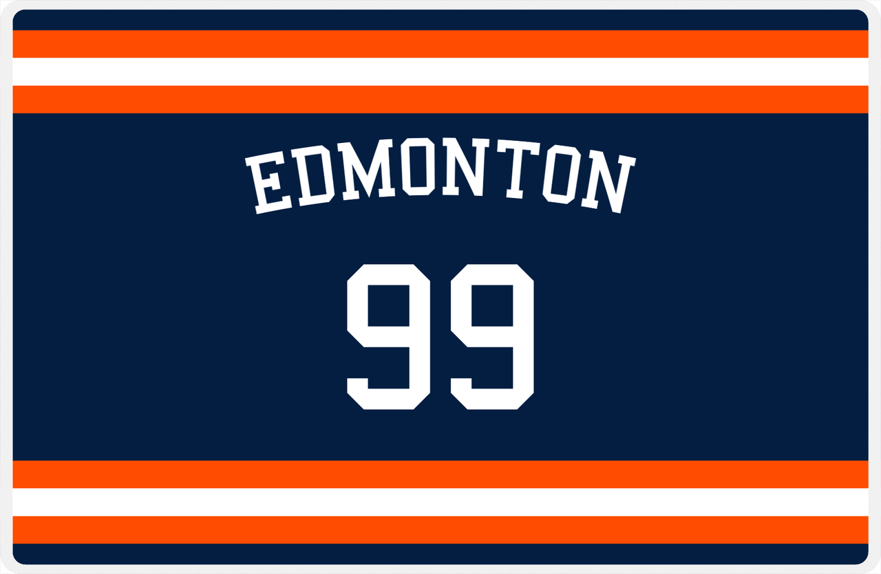 Personalized Jersey Number Placemat - Arched Name - Edmonton - Single Stripe -  View